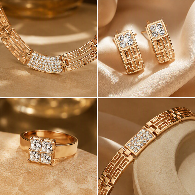 📢📢50% OFF !! ⏰Elegant Rhinestone Jewelry 4-Piece Set