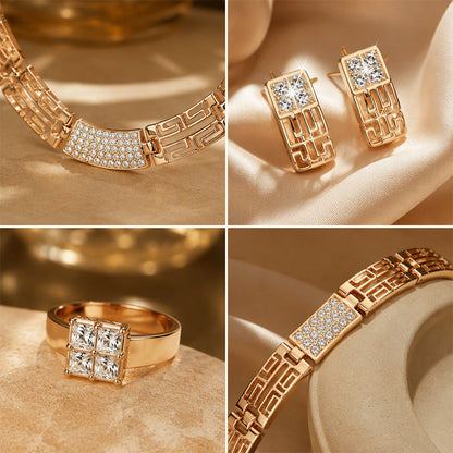 📢📢50% OFF !! ⏰Elegant Rhinestone Jewelry 4-Piece Set
