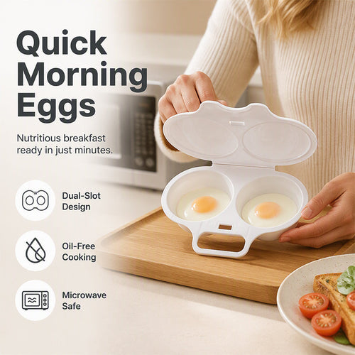 🍳Buy 1 Get 1 Free🍳 2-Egg Microwave Poacher – Quick Breakfast Maker for Busy Mornings