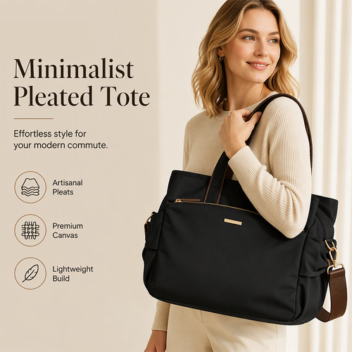 📢📢50% OFF !! ⏰Casual Canvas Tote Bag with Pleated Side Pockets for Women