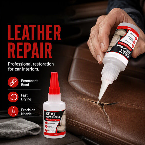 🚘 Quick Dry Car Seat Leather Repair Glue‑ Precision Nozzle Vinyl & Leather Adhesive, Permanent Bond Repair Glue for Car Seats, Sofas & Leather Furnitures
