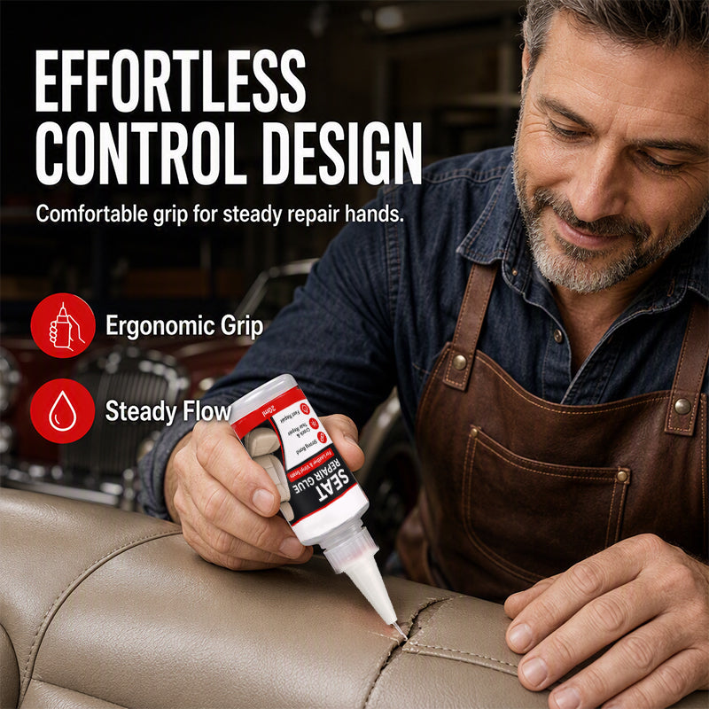 🚘 Quick Dry Car Seat Leather Repair Glue‑ Precision Nozzle Vinyl & Leather Adhesive, Permanent Bond Repair Glue for Car Seats, Sofas & Leather Furnitures