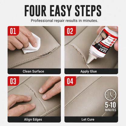 🚘 Quick Dry Car Seat Leather Repair Glue‑ Precision Nozzle Vinyl & Leather Adhesive, Permanent Bond Repair Glue for Car Seats, Sofas & Leather Furnitures