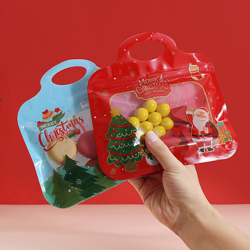 🎁Easy Fill, Easy Seal🎄 Festive Self-Seal Treat Bags – Santa & Snowman Print | Resealable, Food-Safe & Perfect for Cookies, Chocolates & Little Gifts⛄