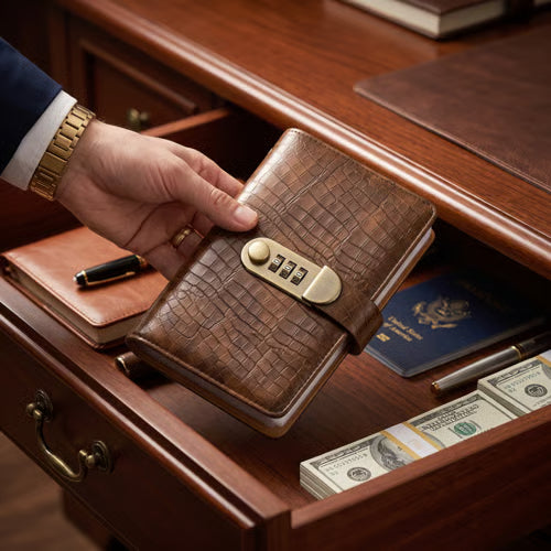 🔐 Private & Secure Combination Lock Cash Organizer Notebook
