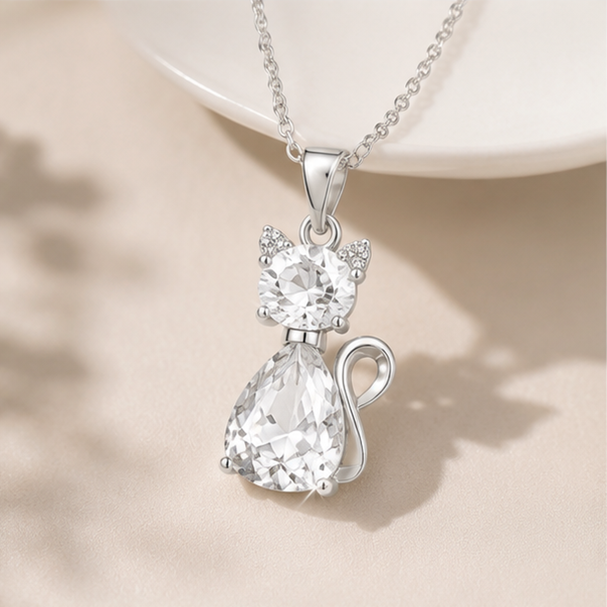 🐾 A Little Companion Close to Your Heart – Sparkling Crystal Cat Necklace ✨